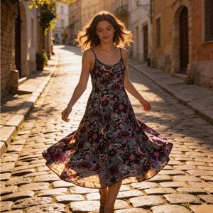 Kimchi Blue Plum Floral Spaghetti-Strap Midi Dress